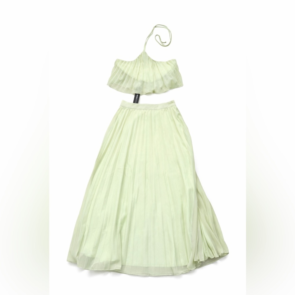 Fashion Nova Light Green Nicolle Pleated Skirt Set